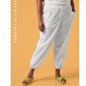 ❤ Athleta Keys High Waist White Nylon Utility Jogger Parachute Pant Size 18